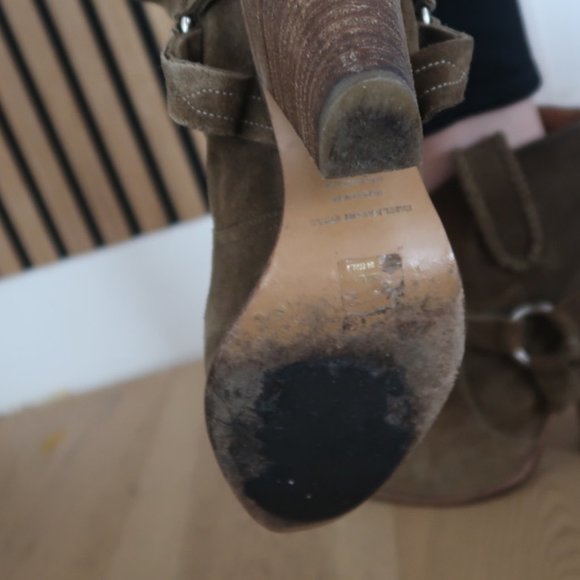 Isabel Marant Gaucho Ankle Boot EU 40 Calfskin Suede in Color Khaki Heels - Picture 9 of 9